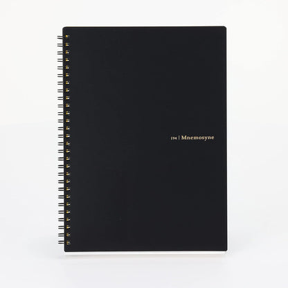 Maruman Mnemosyne Dot Grid Notebook- A5, 8.27" x 6.34", 80 Sheets / 160 Pages, 5mm Dotted Journal, Perforated Pages & Wire-Bound to Lay Flat, Black, Made in Japan