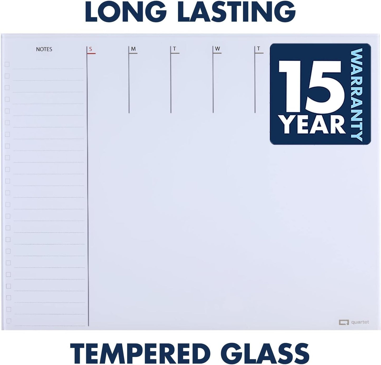 Quartet Glass Desktop Weekly Planner, 17" x 22", Whiteboard, Dry Erase Surface, Clean Erase, Includes 1 Dry Erase Marker, White (GDP2217W)