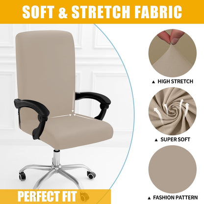 Smiry Stretch Printed Office Chair Armrest Covers, 2 Pcs Soft Fit Removable Washable Computer Desk Chair Arm Covers Protector, Black