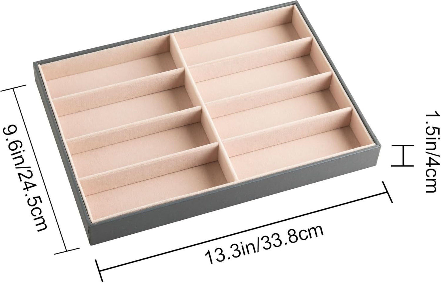 Frebeauty Sunglass Organizer,PU Leather Glasses Organizer,8-Slot Sunglasses Tray,Men's/Women's Sunglasses Box,Sunglass Case,13.3 x 9.6 x 1.5 Inches,Eyeglass/Eyewear Display Tray(Grey)