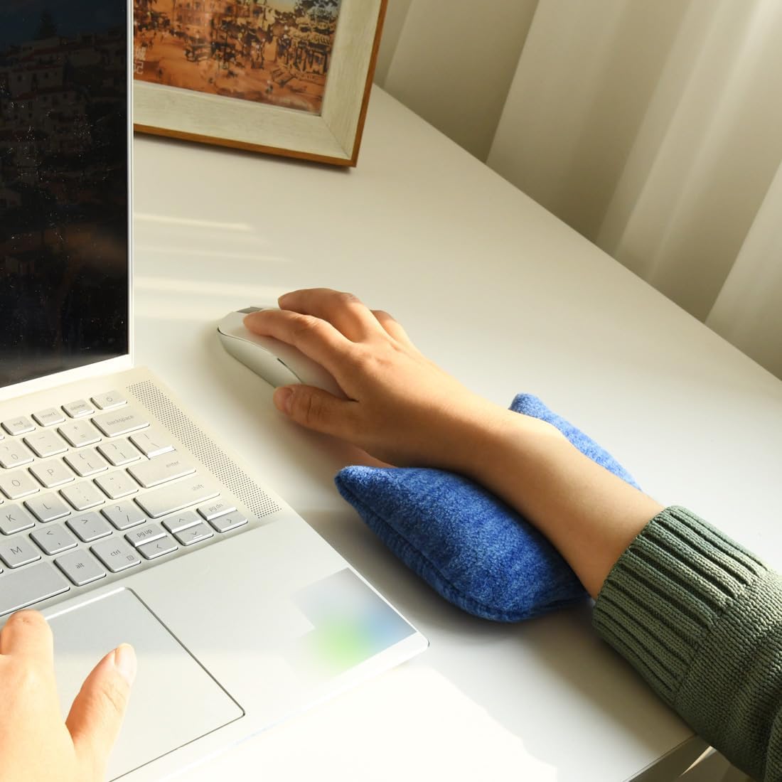 Large Mouse Wrist Rest Bean Bag, Ergonomic Mouse Support Pad Filled Ergo Beads for Computer, Laptop, PC Gaming (Dark Gray)