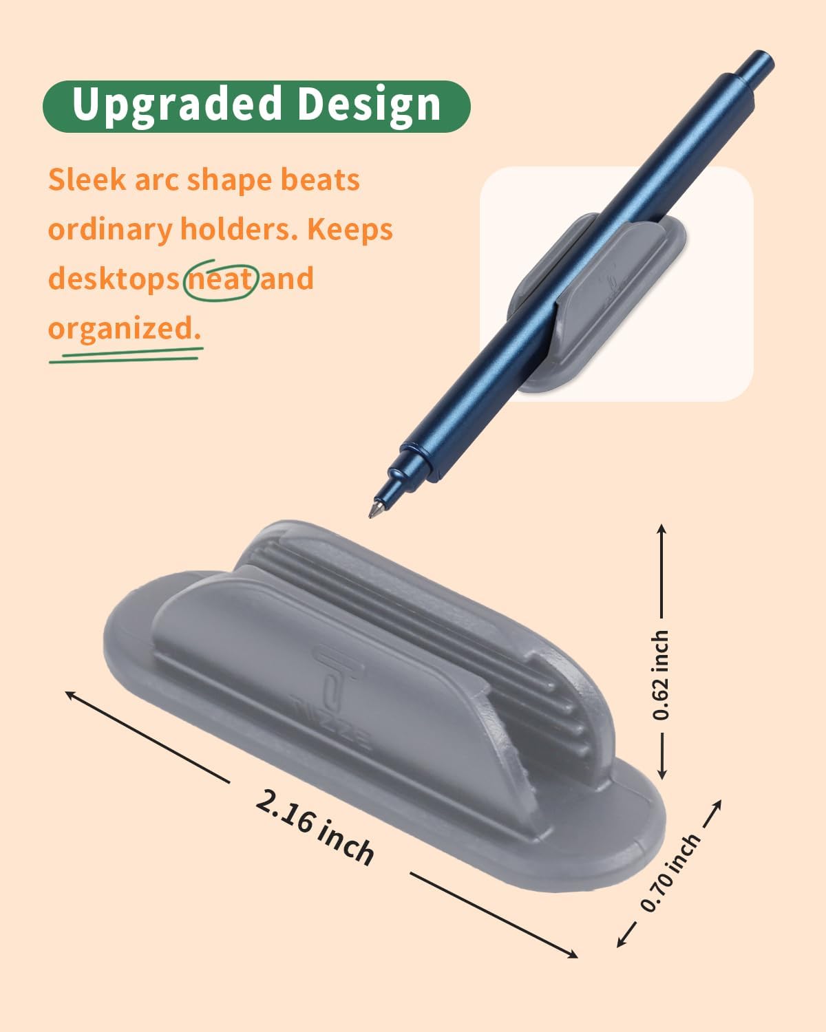 Tiizze 10 Pack Adhesive Pencil Holder for Desk, Silicone Pen Holder for Wall, Clipboard & Laptop with 15 Upgraded Sticky Pads, Rugged Grip Pencil Holders for Classroom Teacher Essentials (Black)