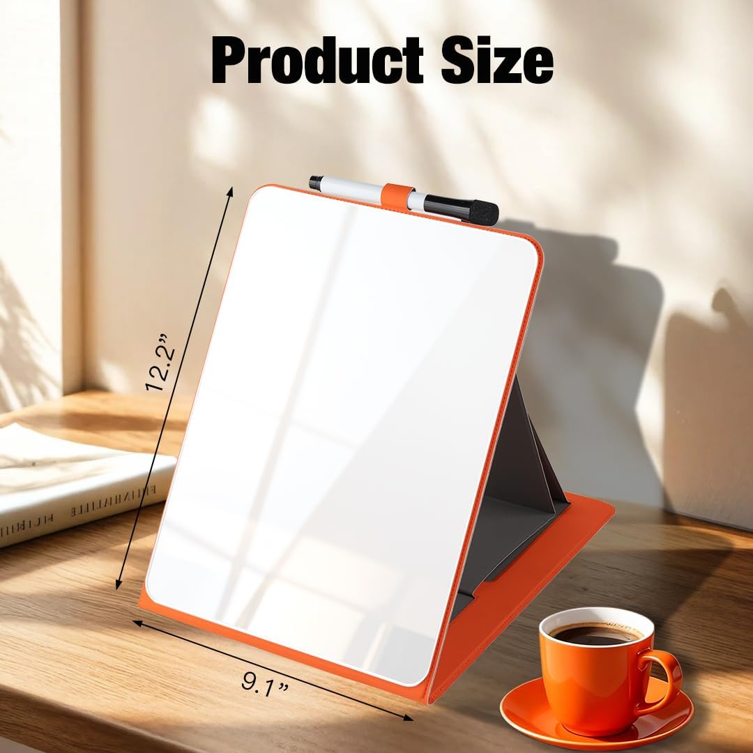 Glass Desktop Whiteboard 15.8×7”, Dry Erase Note Memo Board, Desk Organizer with Storage for Office, Home, Study, Black