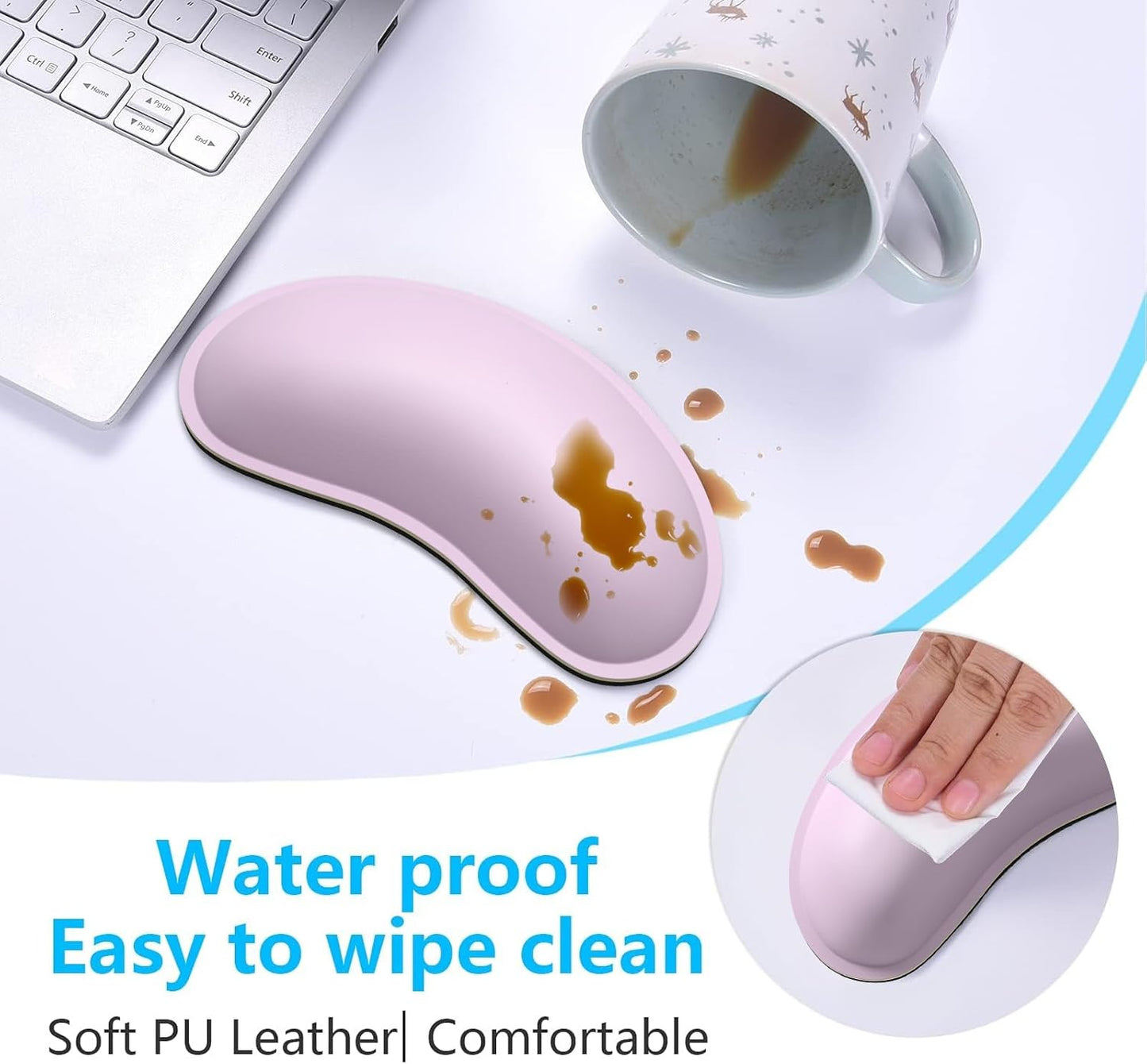 Dapesuom Mouse Wrist Rest, Ergonomic Memory Foam Mouse Wrist for Computer Desk Mats Support, PU Leather Hand Rest Pad Cushion for Gaming, Laptop, Men, Women, Pain Relief & Easy Typing, Black