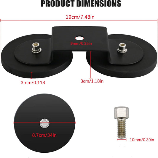 PACEWALKER Magnetic Light Bar Mount 2PCS Universal Work Light Mounting Brackets Strong Sucker Holder W/Rubber Boot for Off-Road Driving Lamp, Emergency Light Roof Light Bar SUV