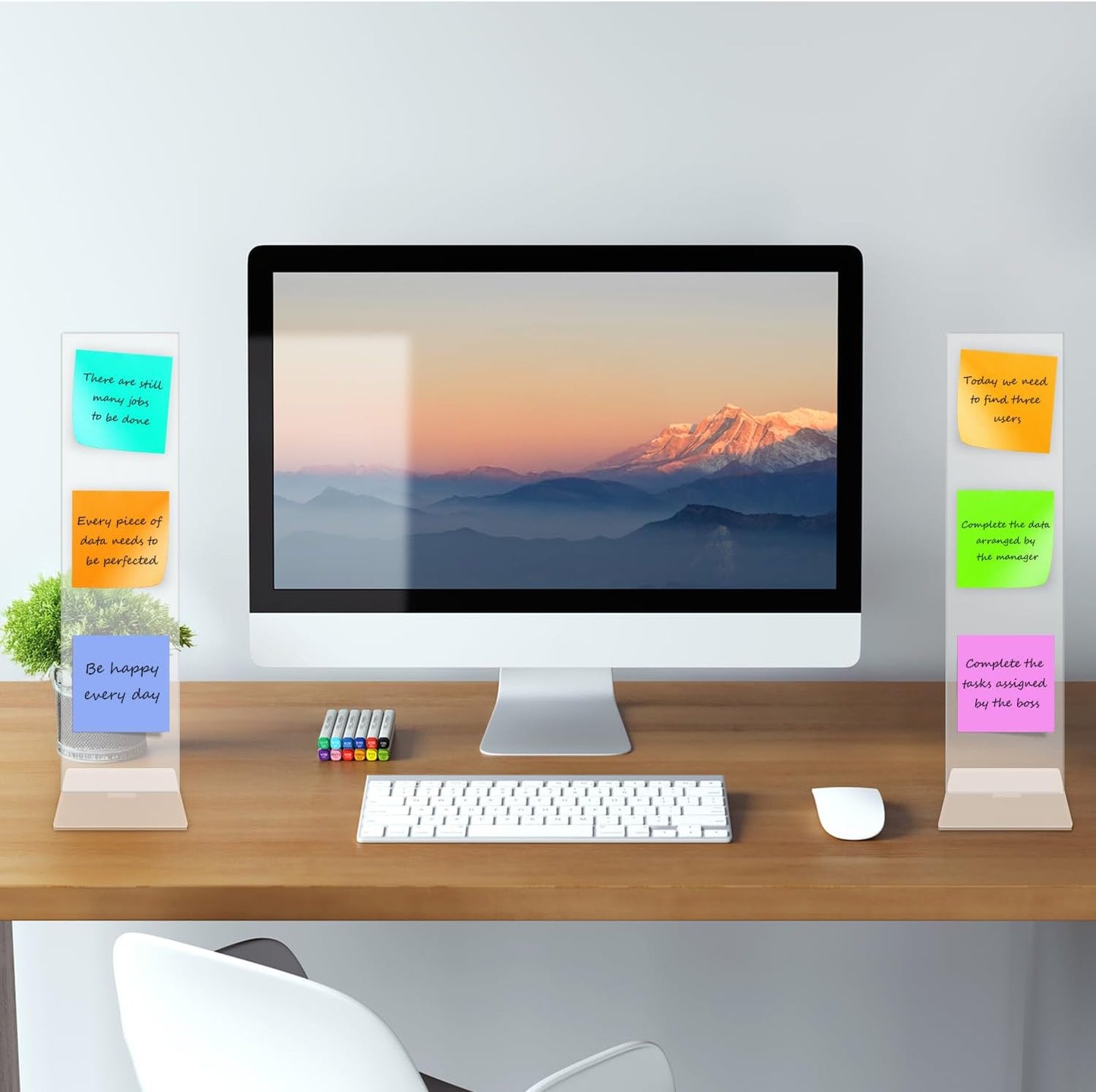 Detachable Acrylic Monitor Memo Board & Memo Message Board Holder by Computer Screen Sticky Note Stand Message Panel Reminder for Office Desk Accessories.2PCS Clear