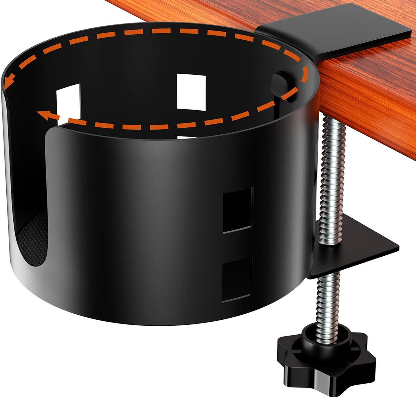 Deeper Desk Cup Holder, OOKUU Anti-Spill Cup Holder for Desk or Table, Sturdy and Durable, Easy to Install, Enough to Hold Coffee Cups, Water Bottles, Gaming PC Office Accessories, Black