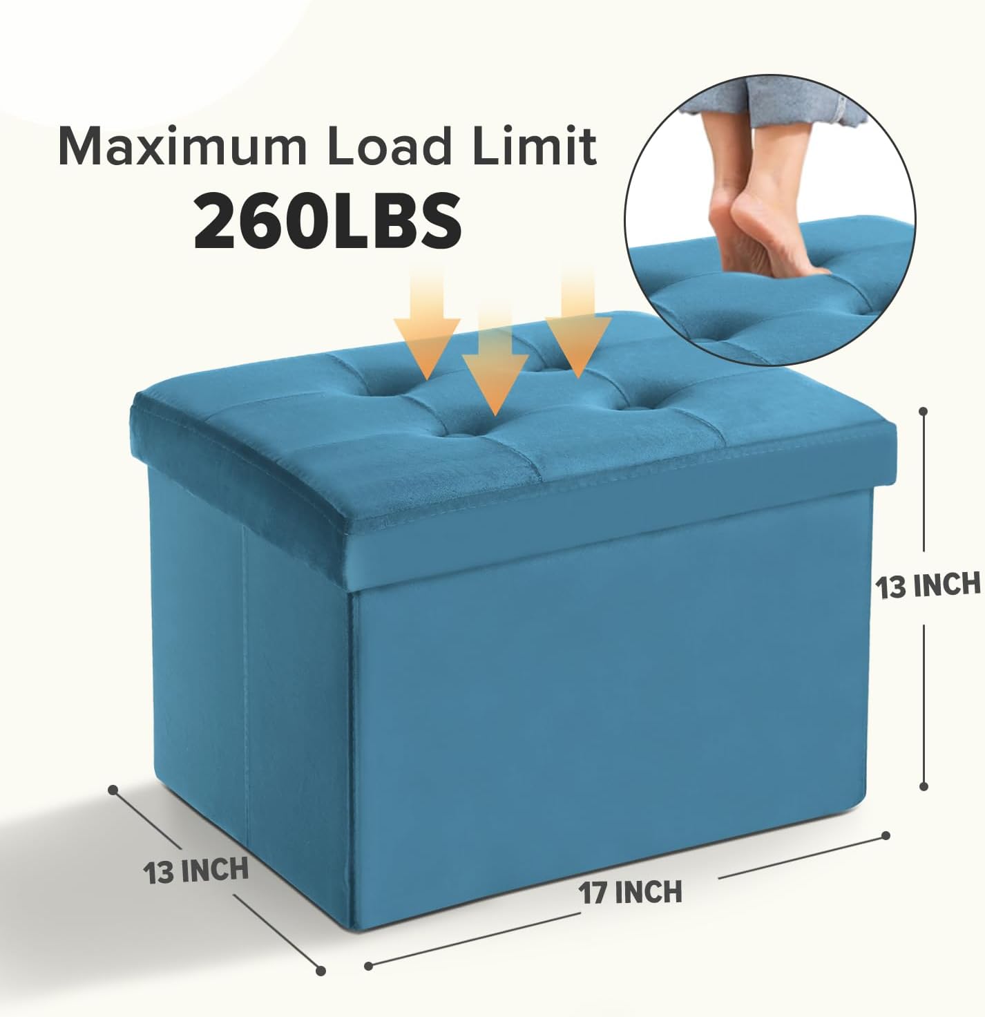 LINMAGCO Ottoman Storage Ottoman with Storage Small Foot Rest Stool Under Desk Stool Short Folding Footrest Linen Cloth Dark Gray 16X12X12IN