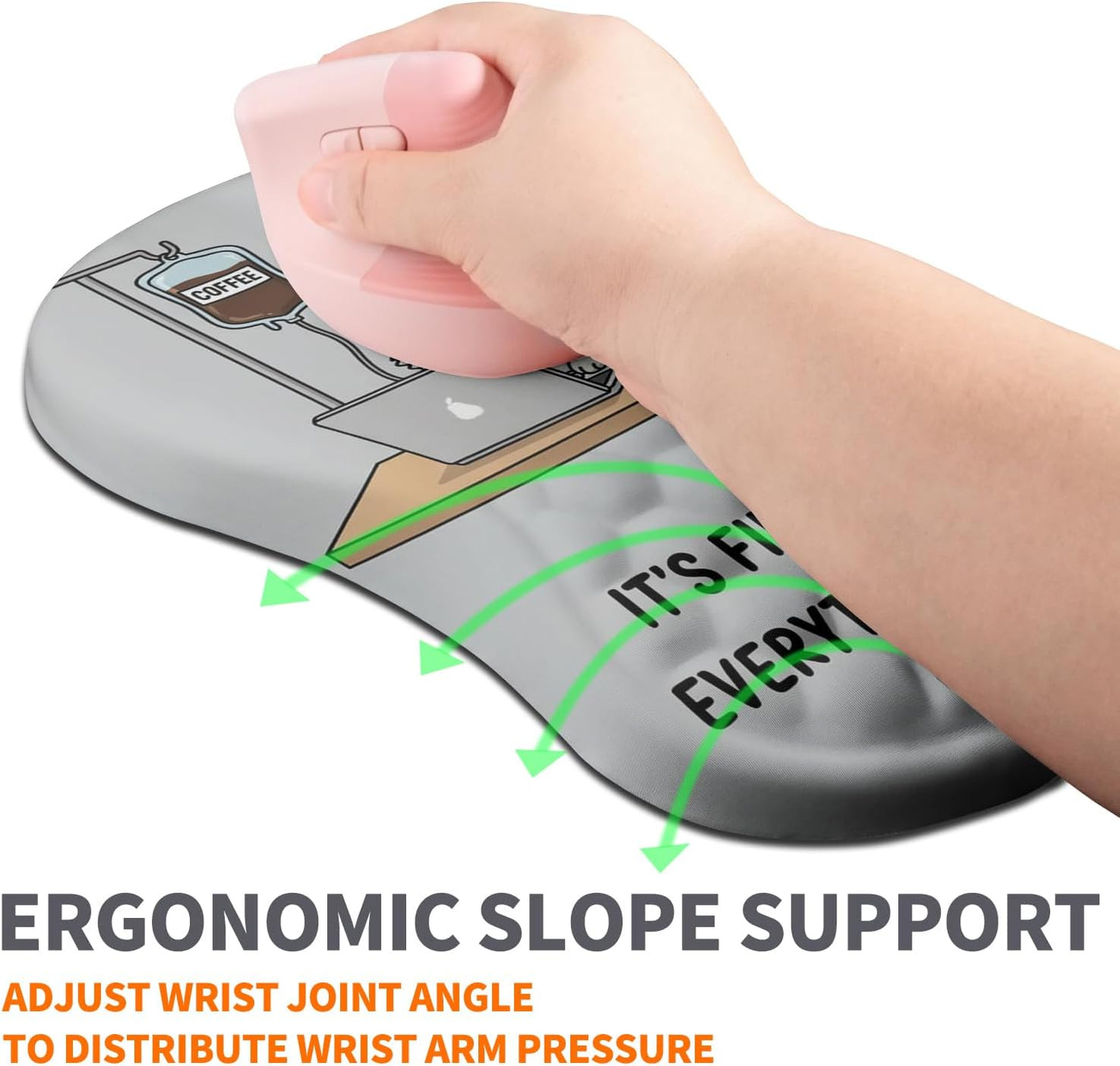 Ergonomic Joint Wrist Support Mouse Pad with Memory Foam Cushion Massage Bump, Carpal Tunnel Pain Relief Mousepad Slope Design for Wrist Rest, 11.8x7.9 in, Black