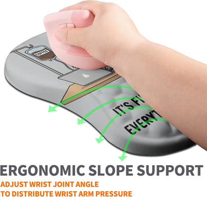 Ergonomic Joint Wrist Support Mouse Pad with Memory Foam Cushion Massage Bump, Carpal Tunnel Pain Relief Mousepad Slope Design for Wrist Rest, 11.8x7.9 in, Black