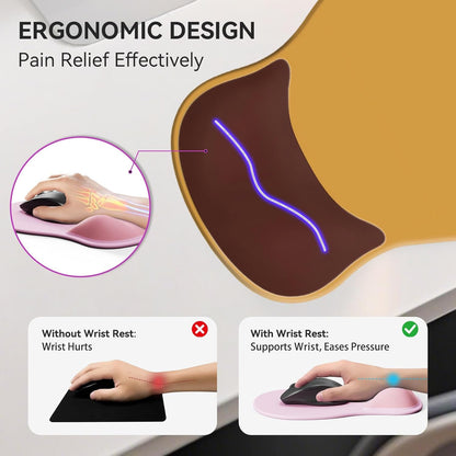 Ergonomic Mouse Pad with Wrist Rest,Cute Gel Mousepad Wrist Support - Small Mini Portable for Travel Mouse Pads for Desk Laptop,Computer,Office & Home Decor (Pink&Light Pink)