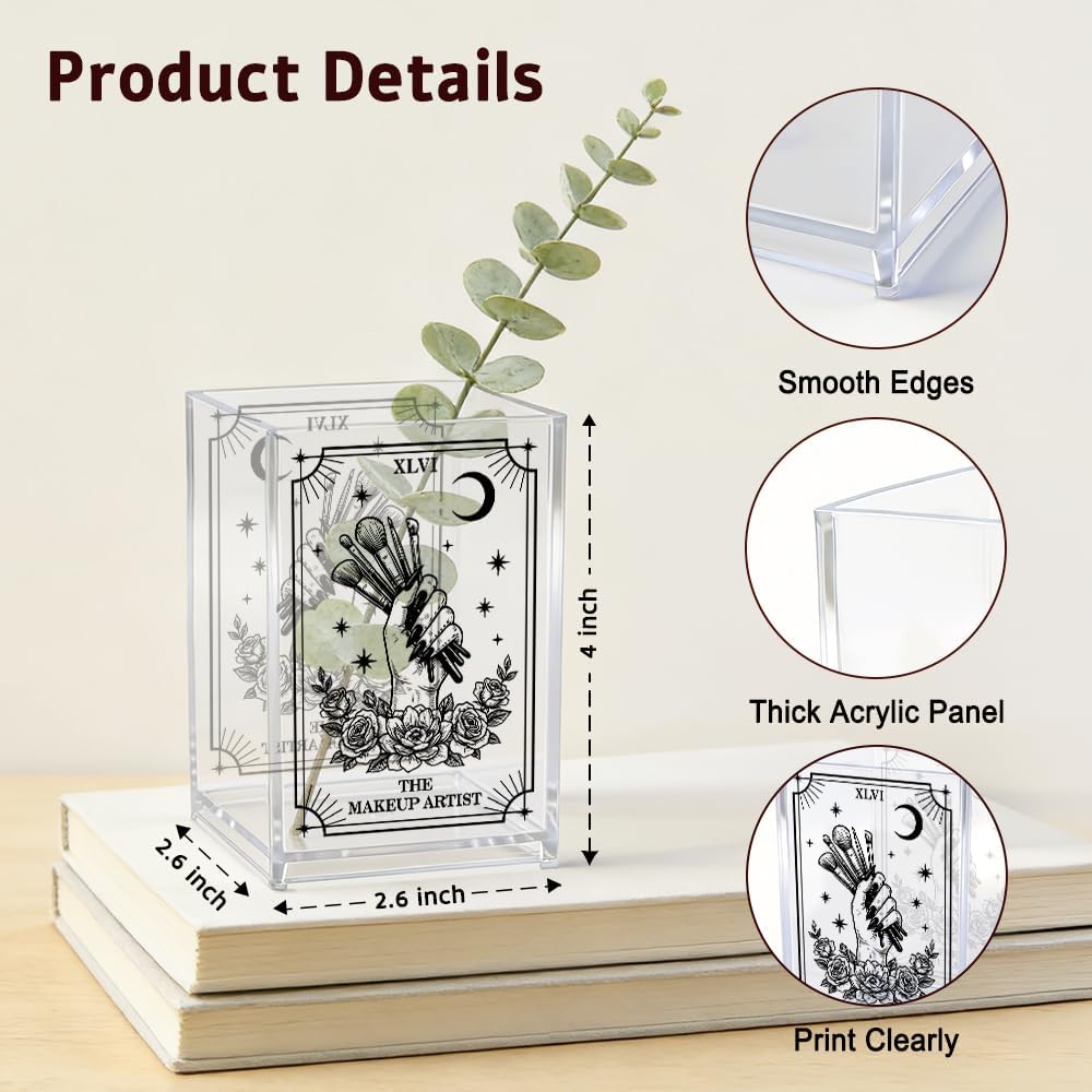 The Makeup Artist Acrylic Cosmetic Pencil Pen Holder, Funny Vanity Accessories for Girls, Makeup Brushes Holder for Beauty Specialist Esthetician, Make Up Artist MUA Appreciation Gifts