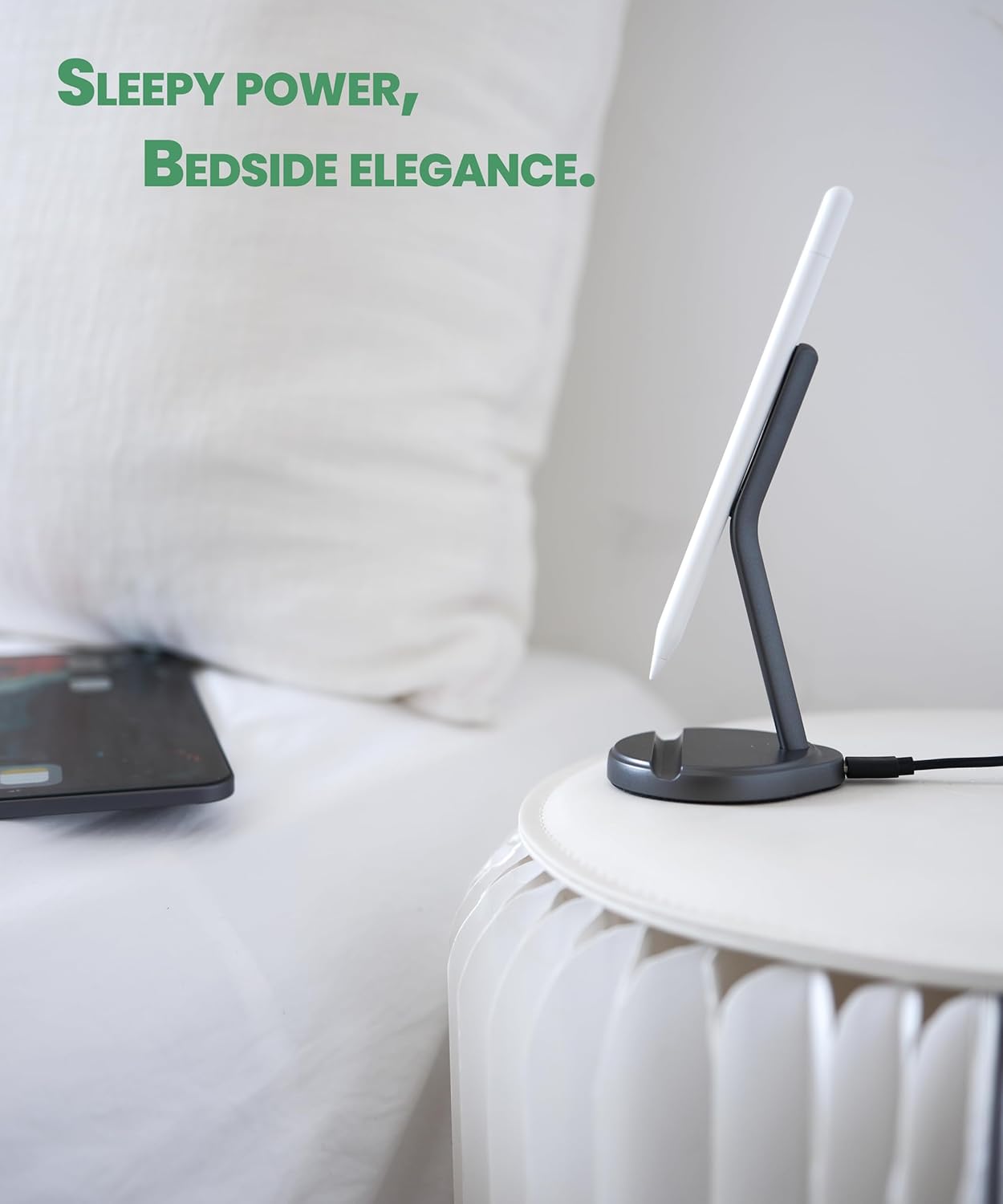 Magnetic Charger Stand for Apple Pencil 2nd Generation Only: Elegant 2-in-1 Wireless Charging Stand & Groove Holder for iPad Pencil 2nd Gen–Perfect Charging, Storage, and Desktop Decor Partner