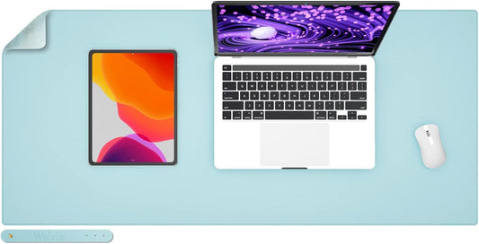Leather Desk Pad,Wolaile 36x17 inch Large Mouse Pad,Waterproof Non-Slip Writing Desk Blotter,Computer Mat Desktop Protector for Office Home,Black