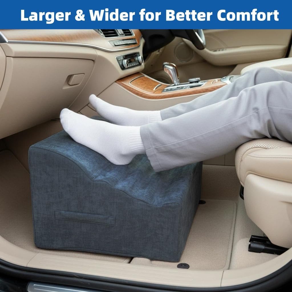 Foot Rest Under Desk, Ergonomic Foot Stool, Comfortable Office Footrest with Curved Design, with Washable Cover for Home and Office, Relieves Leg Pressure (Dark Gray)