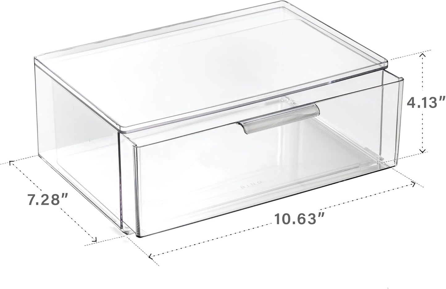 BINO | Clear Stackable Storage Drawers, Small - 3 Pack | Clear Storage Drawers with Built-In Handles | Durable Plastic Organizer Drawer | Modular Stackable Drawer Acrylic Organizer