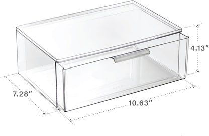 BINO | Clear Stackable Storage Drawers, Small - 3 Pack | Clear Storage Drawers with Built-In Handles | Durable Plastic Organizer Drawer | Modular Stackable Drawer Acrylic Organizer