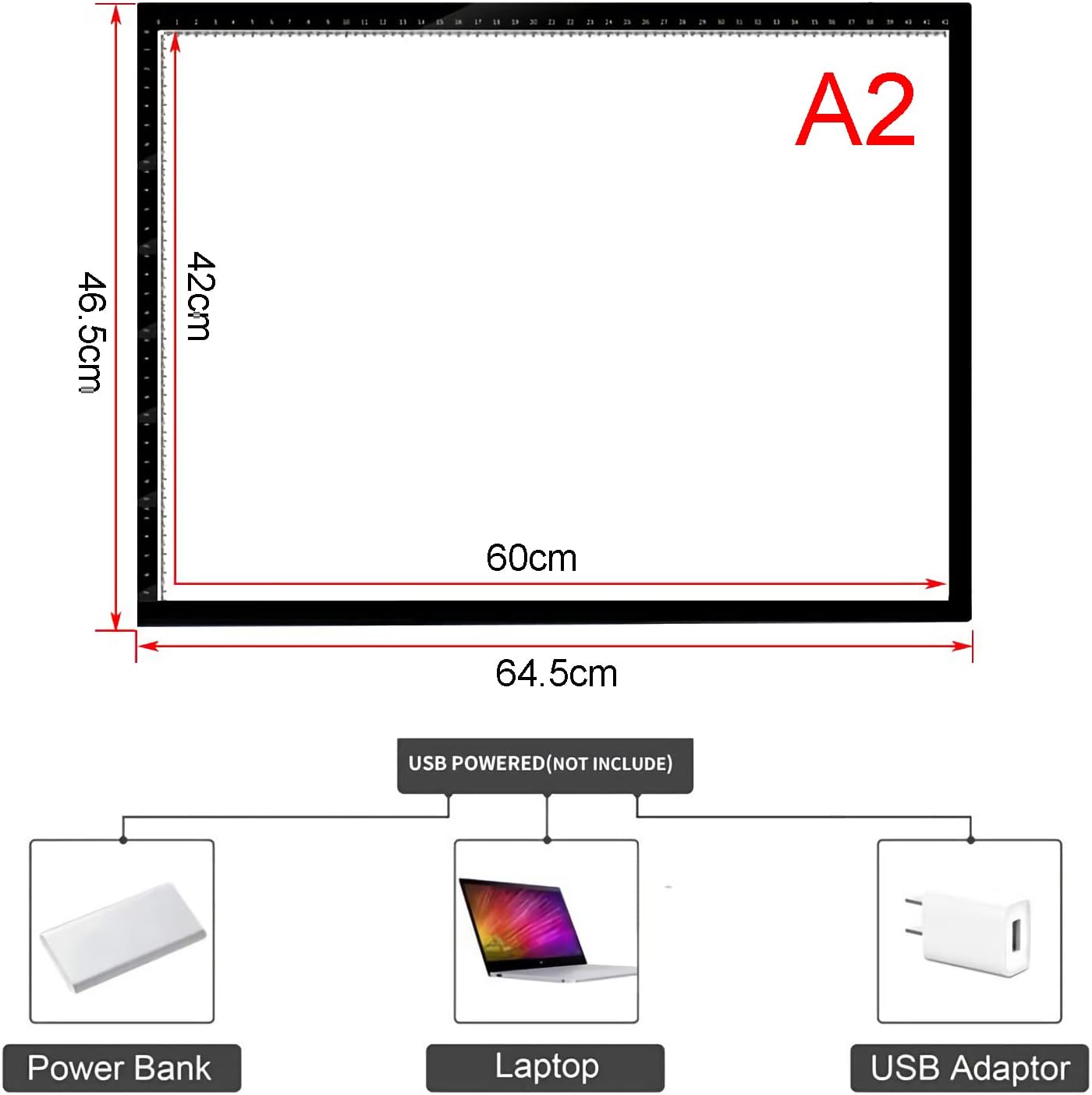 A0/A1/A2/A3/A4 Tracing Light Box, Portable Ultra-Thin Stepless Dimmable Brightness LED Light Pad, Wireless Rechargeable Led Light Board for Diamond Painting Sketching Drawing