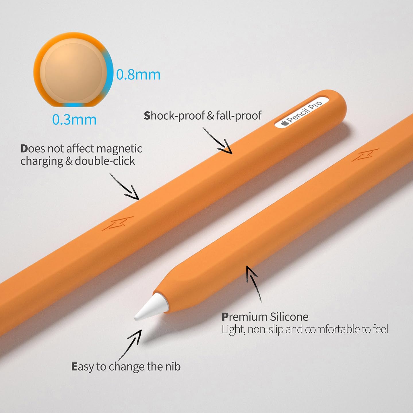 Ultra Thin Protective Pencil Cover for Apple Pencil Pro &Apple Pencil 2nd Gen Silicone Case Sleeve Compatible with Apple Pencil Pro (Pink)
