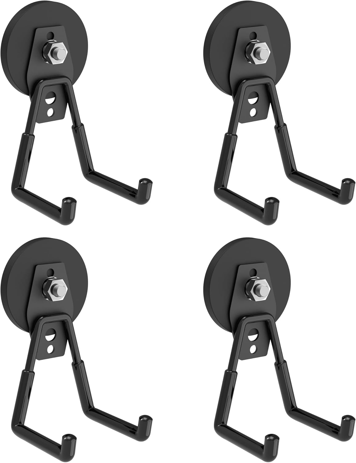 Heavy Duty Magnetic Hooks, Super Strong Garage Magnet Hooks, Magnetic Cable/Tool Holder with Anti-Slip Coating for Horse Trailer, Indoor & Outdoor Hanging Strong Black Magnetic Hook(4Pack)