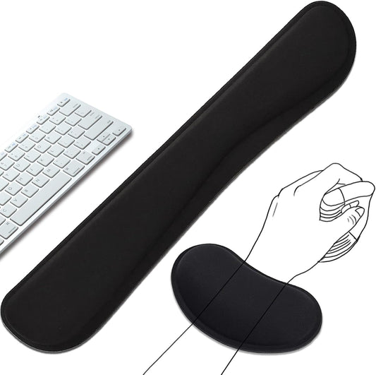 Keyboard Wrist Rest and Mouse Wrist Rest Set - Ergonomic Memory Foam Wrist Cushion - for Wrist Support on Computer, Laptop, Office, Playing Games, Typing Relieves Wrist Pain Rose Red