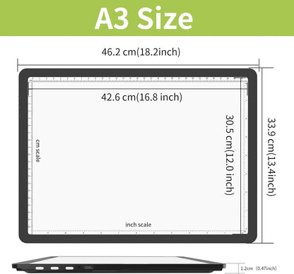 YINGWOND Rechargeable A4 Light Pad with Stand,7100LUX Magnetic Diamond Art Light Board,3 Light Colors,Adjustable Brightness,Portable Wireless Light Box for Tracing,Drawing,Sketching