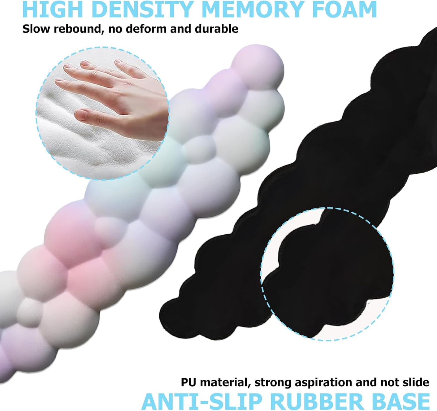 Cloud Wrist Rest Keyboard, PU Leather Memory Foam Wrist Rest for Computer Keyboard, Ergonomic Keyboard Wrist Rest and Cute Mouse Wrist Rest for Gaming,Office,Computer,Typing Pain Relief,Pastel Green