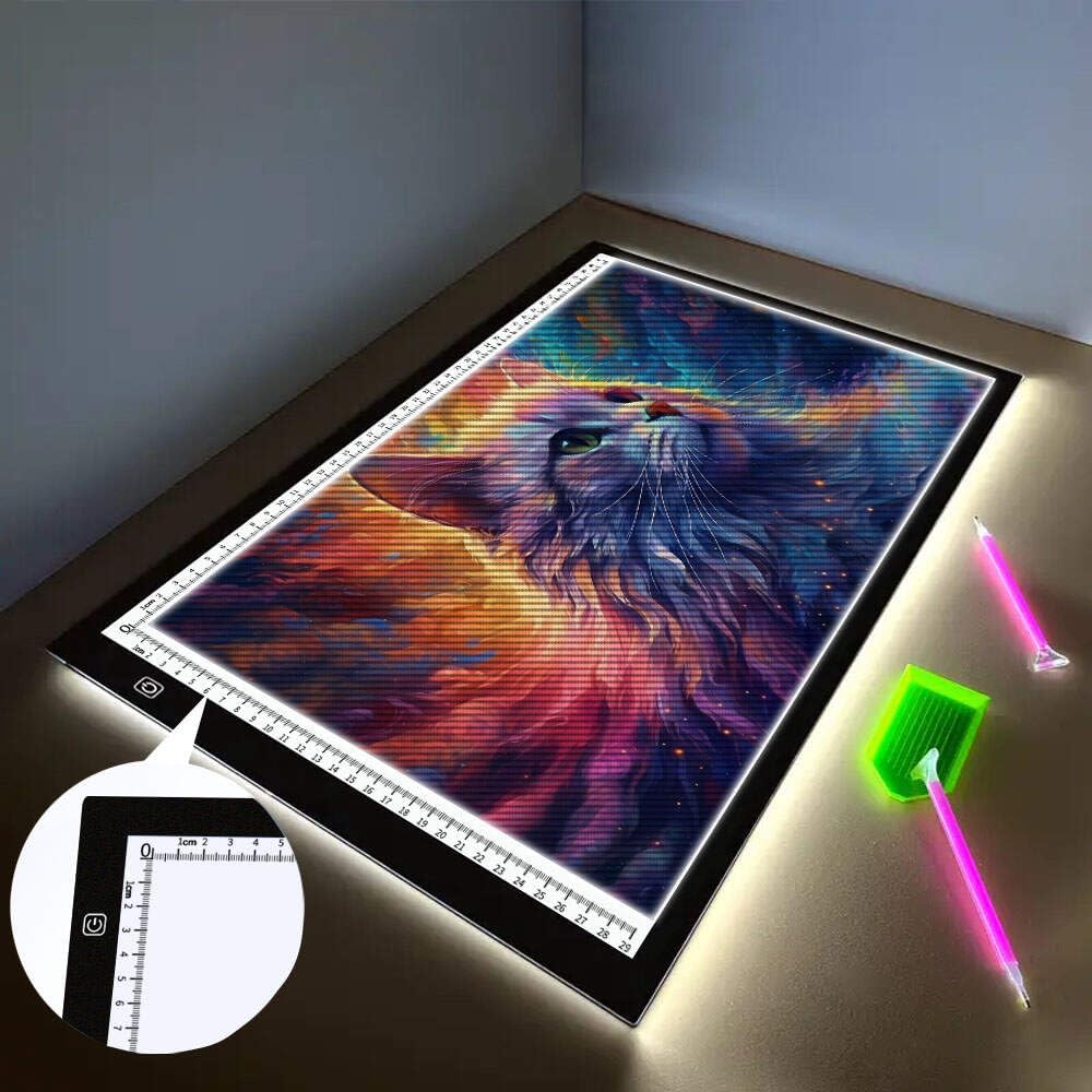 HUAYEYC B4 LED Copy Board Light Tracing Box, 3 Levels Adjustable Brightness Light Pad, for Tattoo Drawing, Streaming, Sketching, Animation, Stenciling, Vinyl Weeding, with 4Pcs Clip and Stand