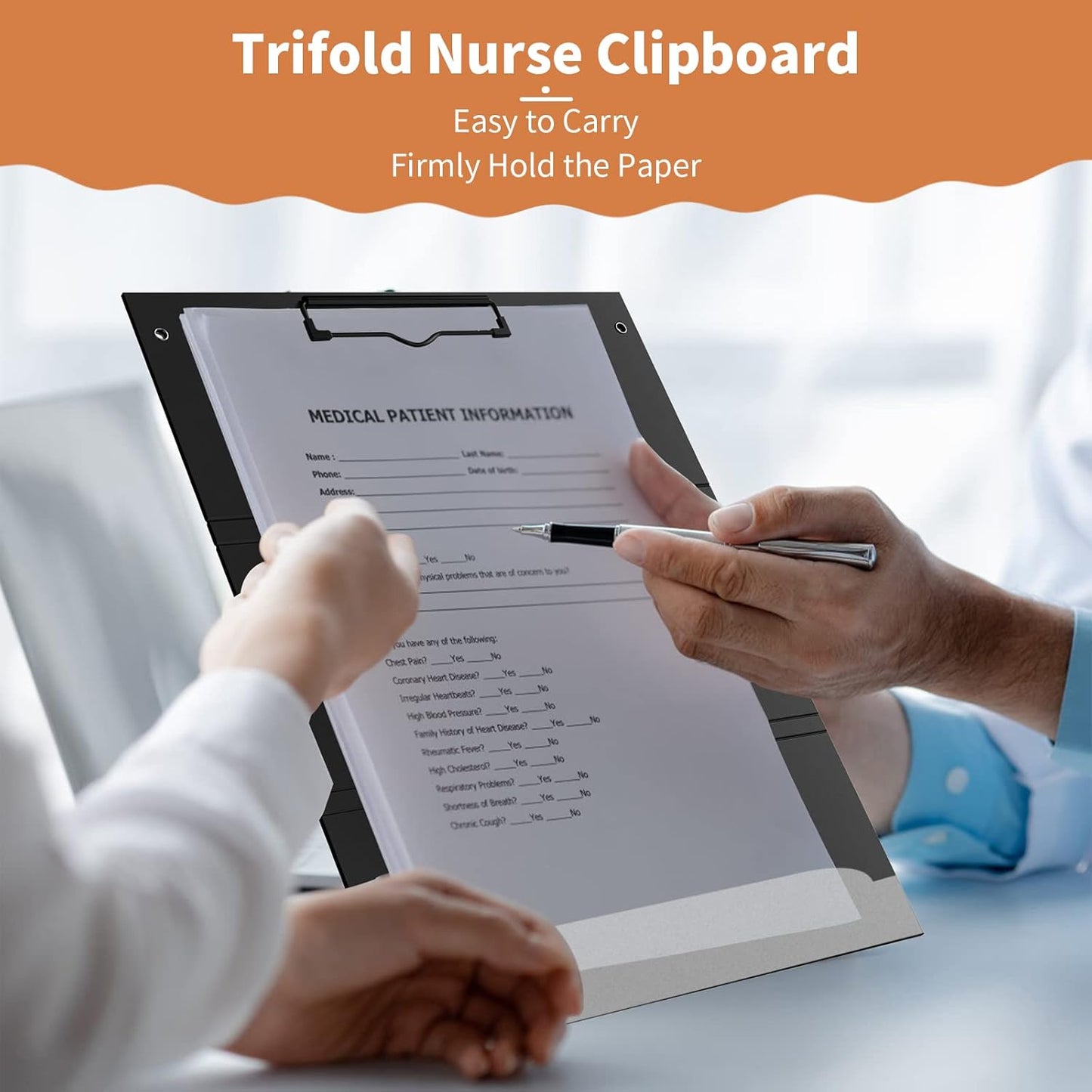 Nursing Clipboard Foldable - 3 Layers Folding Nursing Clipboard with Nursing Edition Cheat Sheets, Trifold Medical Clipboard Pocket Size for Nurses Doctors, PU Material, Holds Letter Size Paper