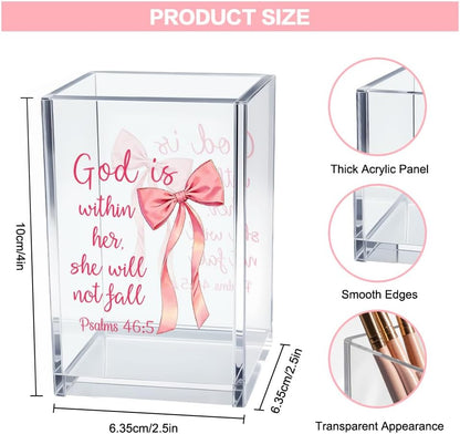 Never Let Anyone Dull Your Sparkle Acrylic Makeup Brush Organizer Holder, Girl Power Desk Acrylic Brushes Storage, Inspirational Quote Gifts for Women Friend Sister Make Up Artist Makeup Lover