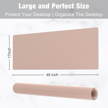 Hsurbtra Desk Pad, 23.6" x 13.8" PU Leather Desk Mat, M Extended Mouse Pad, Waterproof Desktop Blotter Protector, Non-Slip Ultra Thin Small Laptop Keyboard Writing Mat for Office Home, Pink