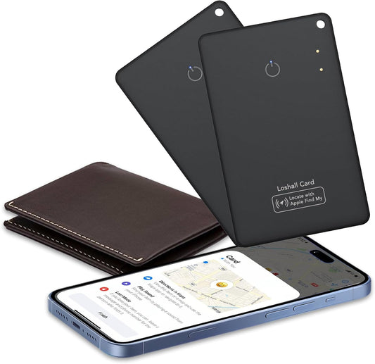 2 Pack Wallet Tracker Card [Apple MFi Certified] Air Tracker Tag (iOS only), IP68 0.06in Rechargeable Smart Card Work with Apple Find My, Keys Finder and Item Locator for Passport, Bags, Laptop, Black