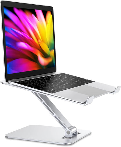 RIWUCT Foldable Aluminum Alloy Laptop Stand for Desk, Height Adjustable Ergonomic Computer Stand for Laptop, Portable Laptop Riser Holder Notebook Mount Compatible with MacBook Pro Air/HP/Dell 10-16"