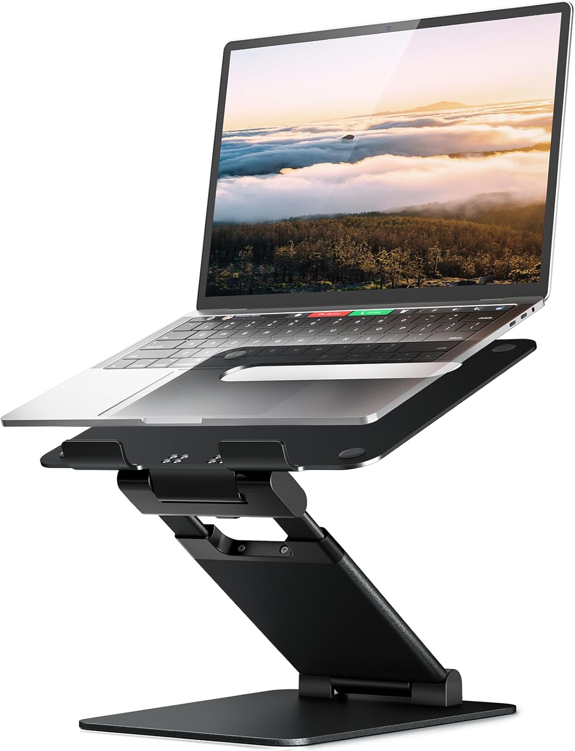 Nulaxy Height Adjustable Laptop Stand for Desk, Dual Foldable Aluminum Computer Riser, Pull Out Design Ergonomic Sit to Notebook Holder Convertor, Compatible with All 10-17" Laptops, Tablets, Gray
