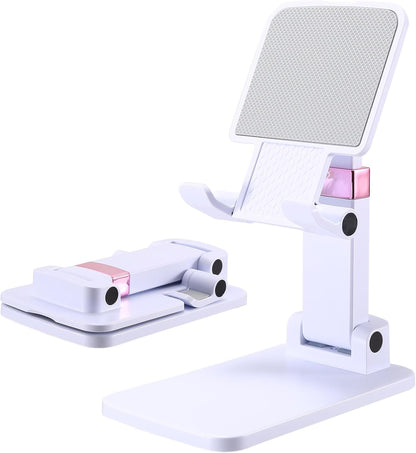 Phone Stand for Desk Cellphone Holder Height Angle Adjustable Stands, Anti-Slip Base, Compact Design for iPhone Android Devices,Black,1Pack