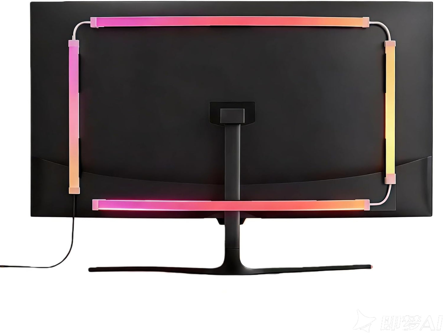 RGB Monitor Backlight with Screen Sync for 32 Inch Screens, Dual USB Powered LED Ambient Lighting Kit, Music Rhythm & Dynamic Modes, Immersive Bias Lighting for Home Office Gaming (4 Sides - 32 inch)