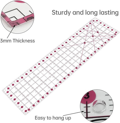 Headley Tools Rotary Cutter Set - 45mm Fabric Cutter, 5 Extra Rotary Blades, A3 Cutting Mat, Quilting Ruler and Sewing Clips, Craft Knife Set, Ideal for Crafting, Sewing, Patchworking, Purple