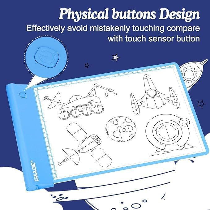 IMAGE Light Up Tracing Pad Pink Drawing Tablet Coloring Board for Kids Children to for Girls Boy (Includes 10 Traceable Sheets and Two Clips)