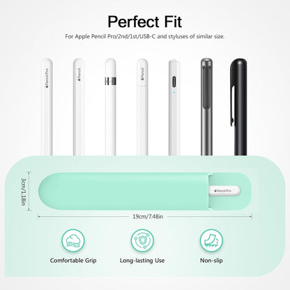 MoKo Pencil Case Holder, Adhesive Silicone Pencil Protected Sleeve Compatible with Apple Pencil Pro/ (USB-C)/ 1st/ 2nd Generation, Similarly Sized Styluses Accessories, Black