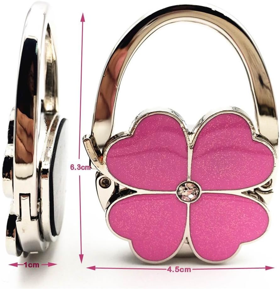 ROFLYER Clover Design Foldable Handbag Hanger Folding Purse Table Hook Holder(White)