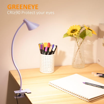 Clip on Light LED Reading Light for Books in Bed, Eye Care Dimmable Reading Lamp 3 Color & 10 Brightness Levels Flexible Clip on Lamp Reading Light for Bed Headboard Bedside Dorm Desk Table - Black