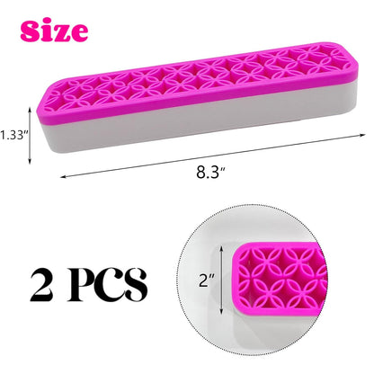 TANG SONG 2 PCS Rectangle Silicone Make up Brush Holder Cosmetic Storage Box Desktop Organizers (Black)