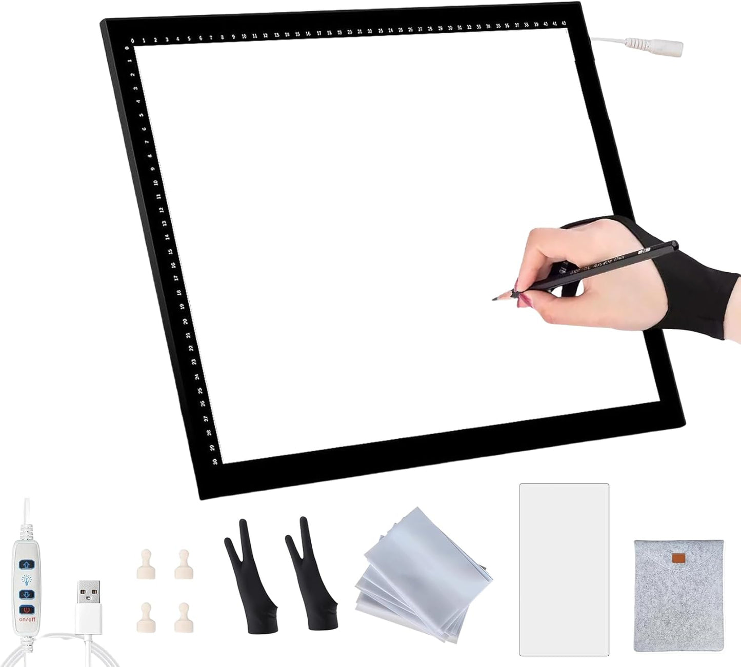 LED Light Pad A0/A1/A2/A3/A4 - Ultra-Thin Tracing Board with Adjustable Brightness, Magnetic Copy Board, Drawing Light Box for Sketching, Diamond Painting, Animation, Tattoo, Weeding Vinyl