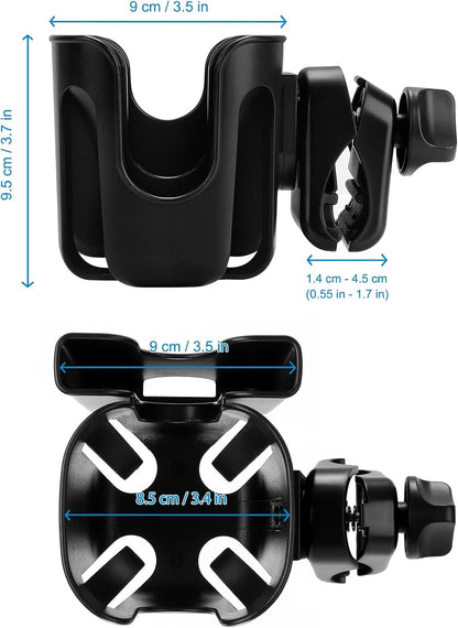 Accmor Stroller Cup Holder, Universal Cup Holder for Stroller Walker Bike, 360° Rotatable Large Caliber Designed Bottle Holder for Stroller, Bike, Wheelchair, Scooter
