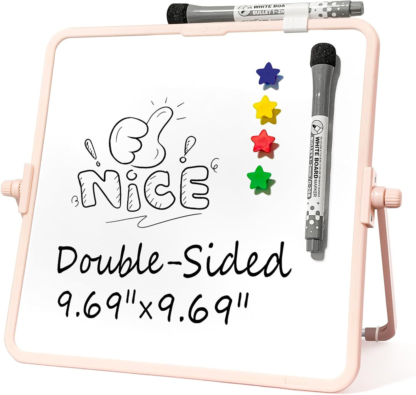 Colorful Dry Erase White Board 8.3x11in, Magnetic Desktop Board with Stand, 2 Markers (Eraser Head), 4 Magnets - Double-Sided Easel for Daily Planning, Memo, Office/Home/School (Blue)