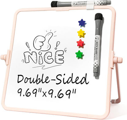 Colorful Dry Erase White Board 8.3x11in, Magnetic Desktop Board with Stand, 2 Markers (Eraser Head), 4 Magnets - Double-Sided Easel for Daily Planning, Memo, Office/Home/School (Blue)