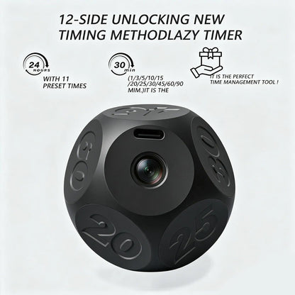 Cube Kitchen Timer - Rechargeable Countdown Timer 15-20-30-45-60 Mins for Cooking, Classroom, Exercise (Black)