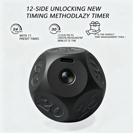 Cube Kitchen Timer - Rechargeable Countdown Timer 15-20-30-45-60 Mins for Cooking, Classroom, Exercise (Black)