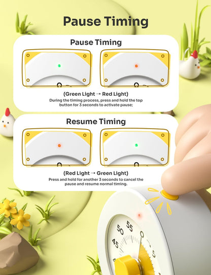 LIORQUE Visual Timer for Kids, 60-Minute Countdown Kitchen Timers for Cooking, Kids Timer with Silent Operation & Countdown Pause for Teaching Classroom Office