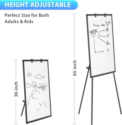 Easel Whiteboard - Magnetic Portable Dry Erase 36 x 24 Tripod Height Adjustable, 3' x 2' Flipchart Easel Stand White Board for Office or Teaching at Home & Classroom (36x24 White)